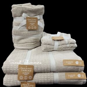 8pc Common Thread Luxury Bath Hand Tip Washcloth Towel Set Velour New